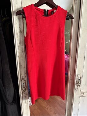 H&M Sleeveless Textured Mini Dress in Bright Red